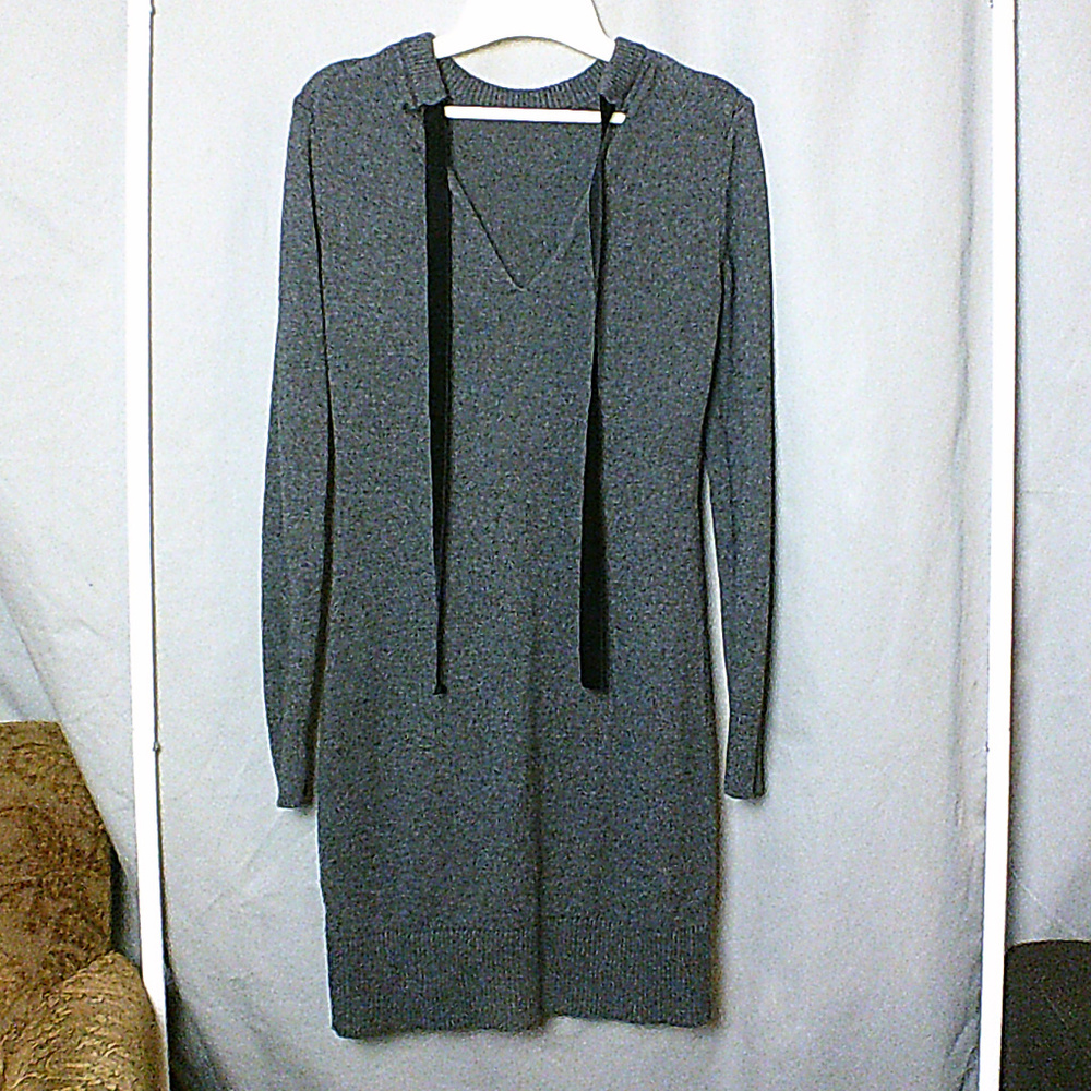 Michael Kors grey sweater dress velvet ties